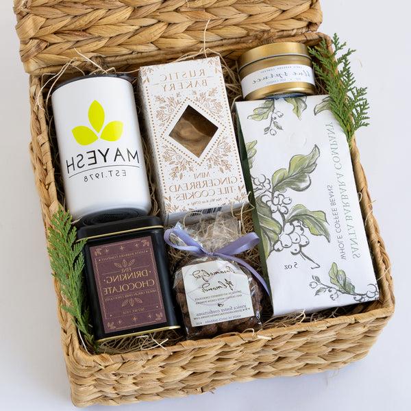 Cozy Holiday Gift Basket with Logo Tumbler